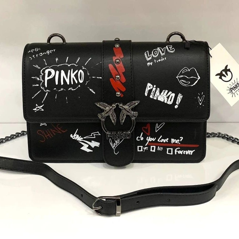 PINKO
Chain-Link Leather Crossbody Bag